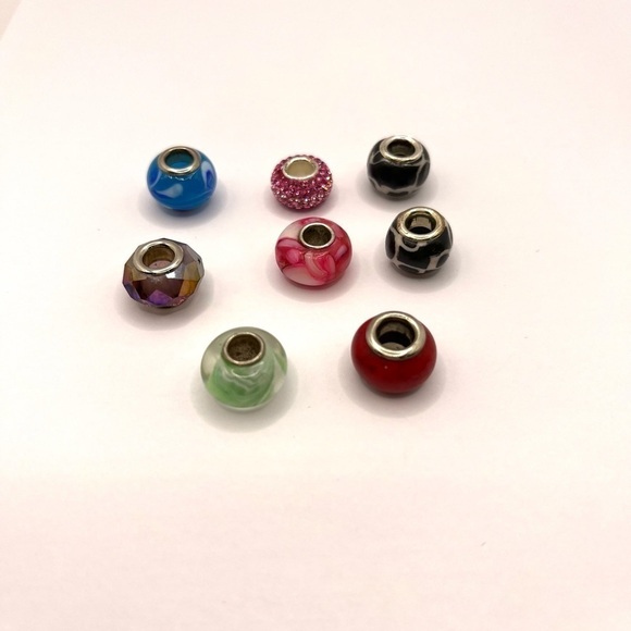 Pandora Style Glass Beads  8 total beads be added  to charm bracelet or necklace - Picture 2 of 5